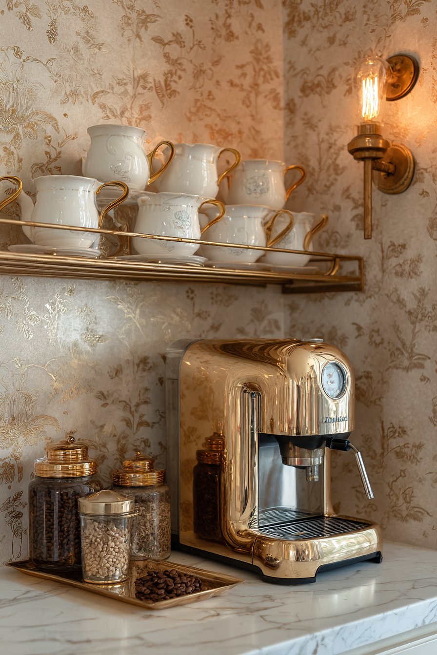 Luxury Coffee Station Gold Kitchen