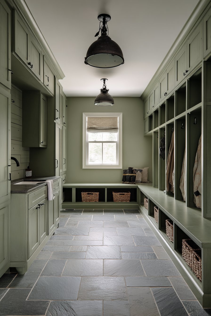 Forest Green Mudroom Multi-Functionality