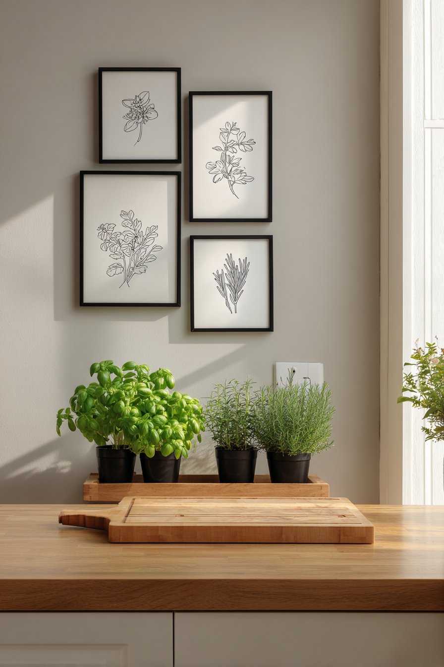 Scandinavian Herb Line Drawing Series