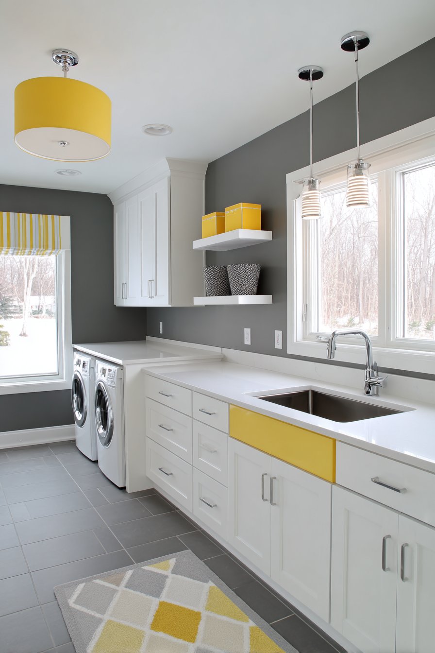Contemporary Slate Grey with Mustard Accents