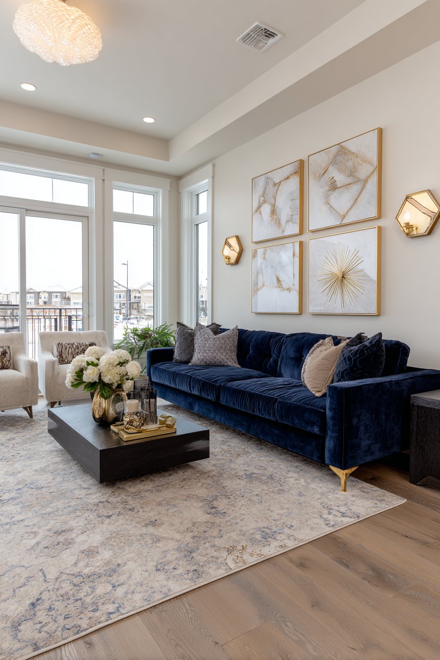 Art Deco Geometric Mirror and Brass Arrangement