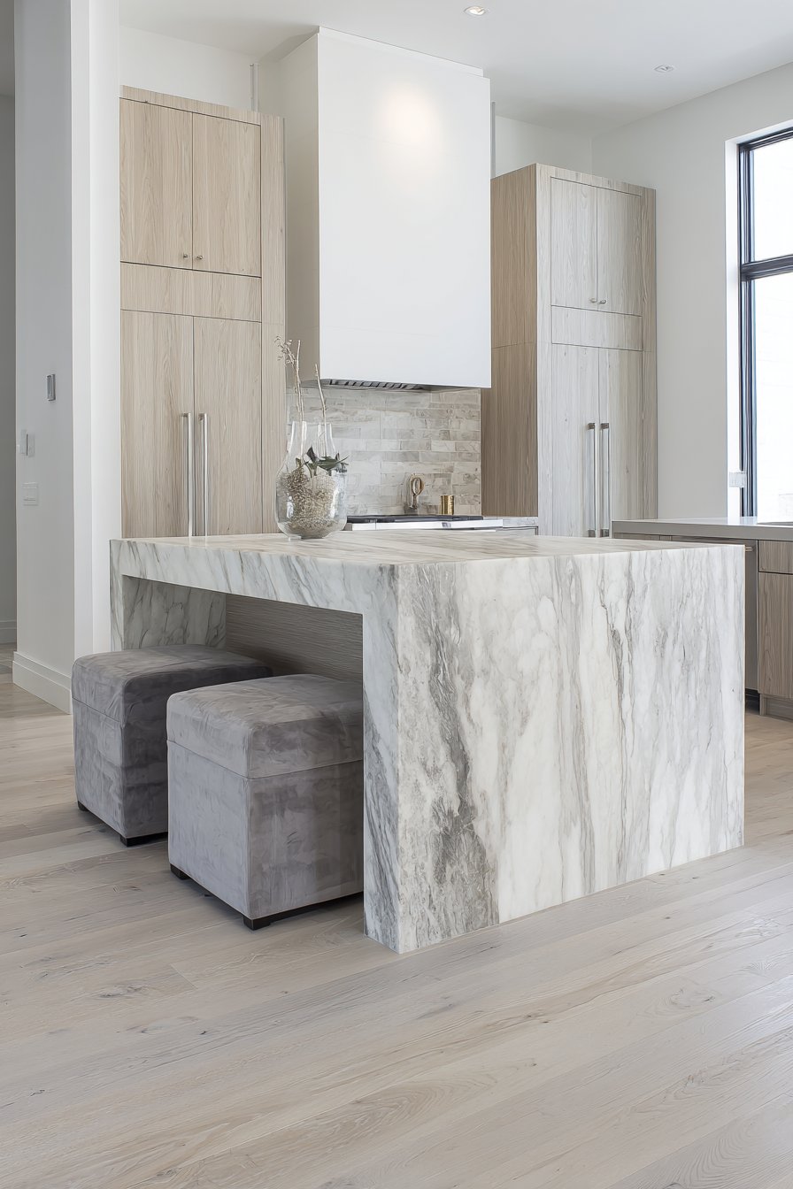 Waterfall Edge Island as Sculptural Centerpiece