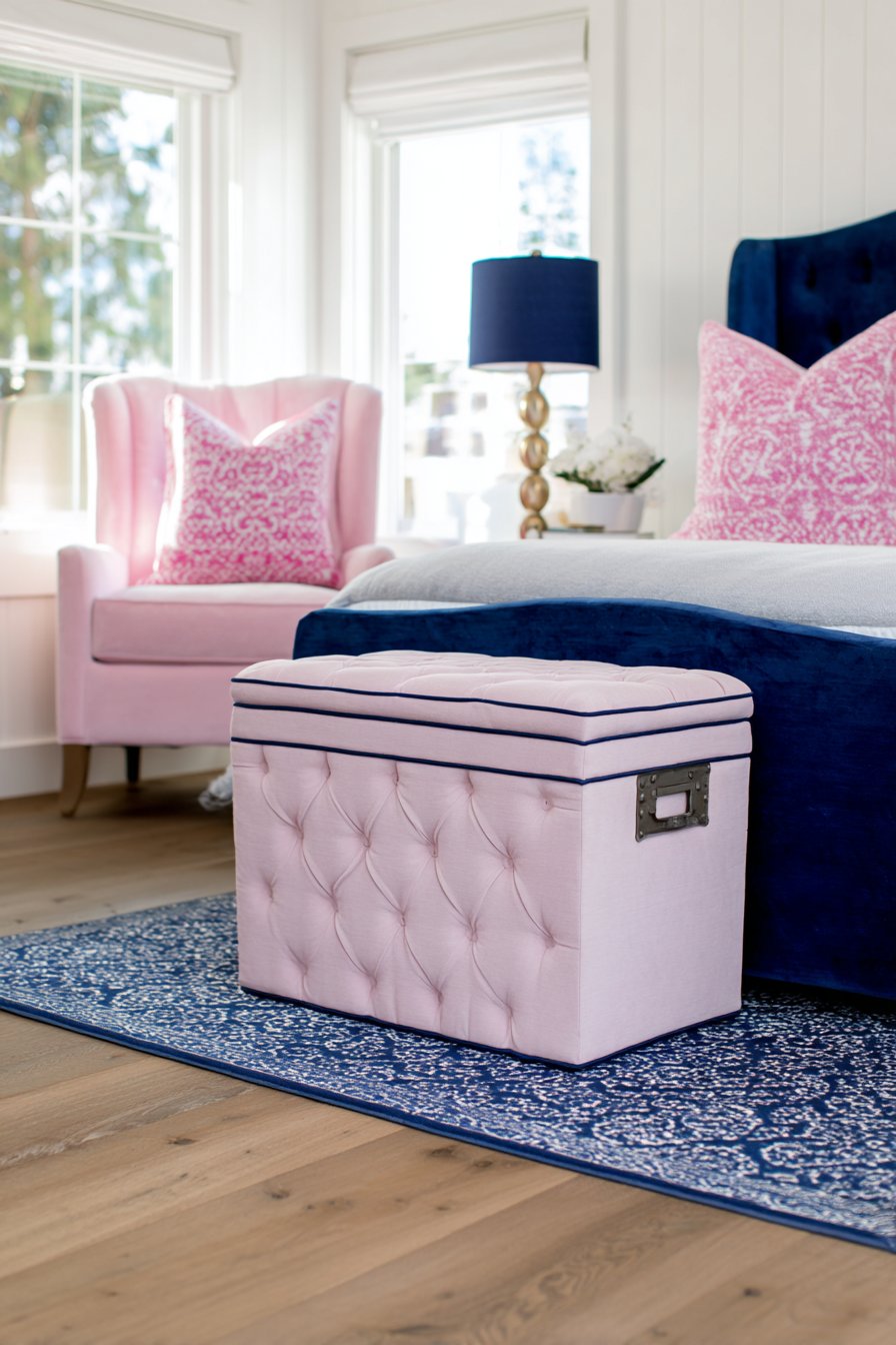 Dusty Pink and Navy Contemporary Abstract