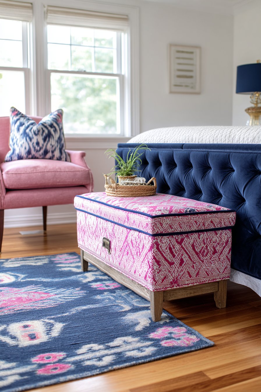 Dusty Pink and Navy Contemporary Abstract