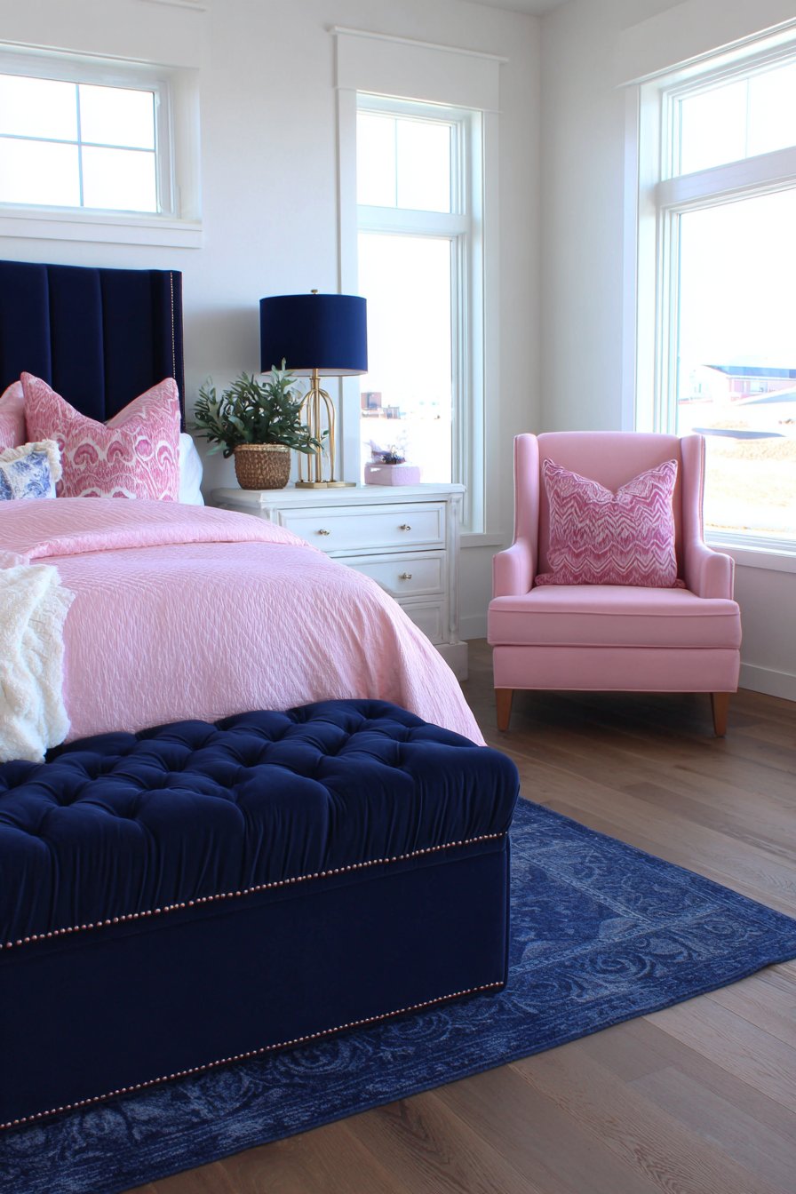 Dusty Pink and Navy Contemporary Abstract