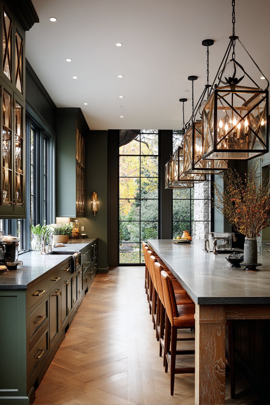 Transitional Olive and Oak Kitchen