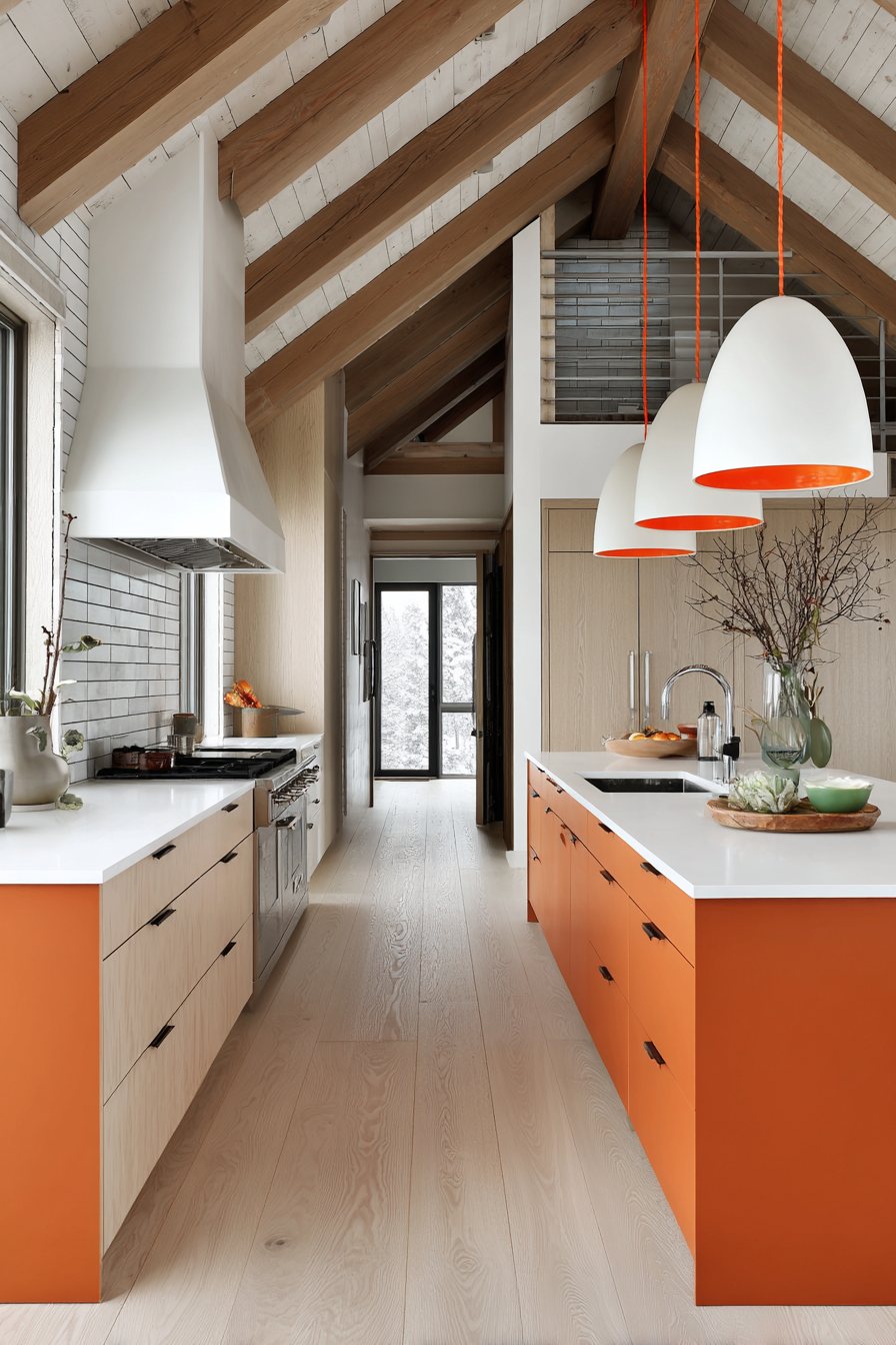 Nordic Orange and Birch Kitchen