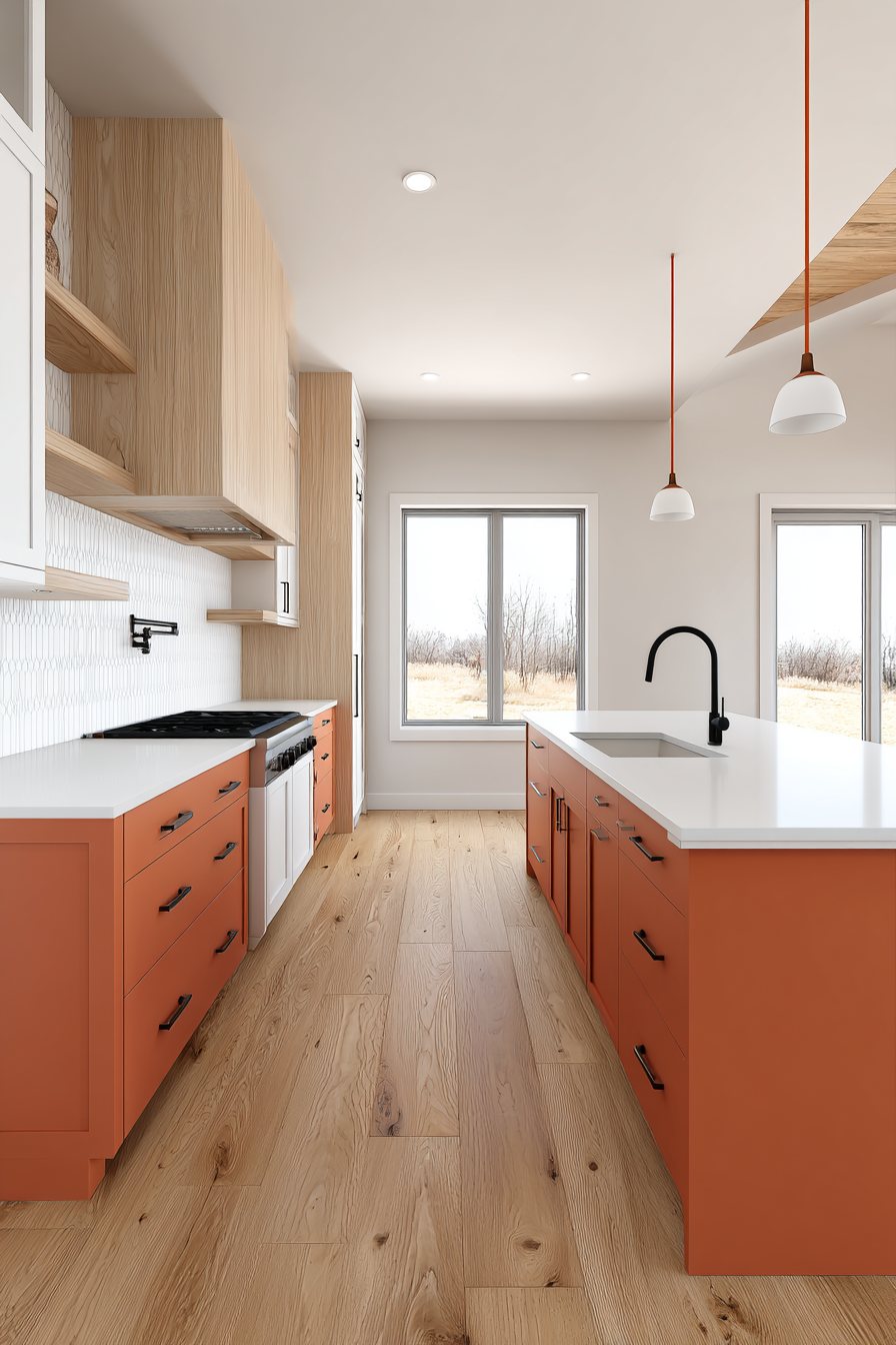Nordic Orange and Birch Kitchen