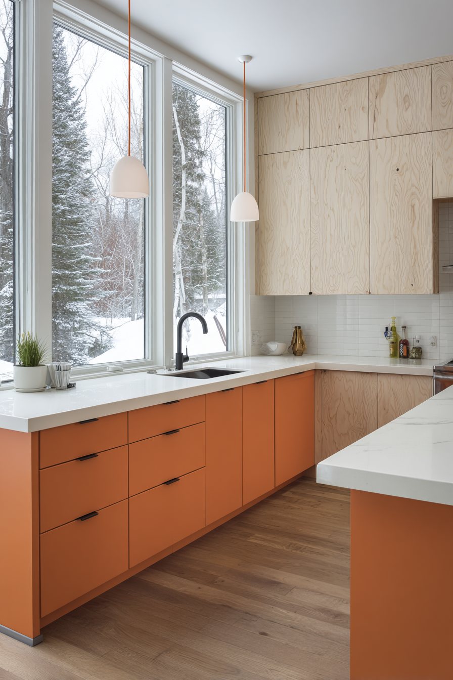 Nordic Orange and Birch Kitchen