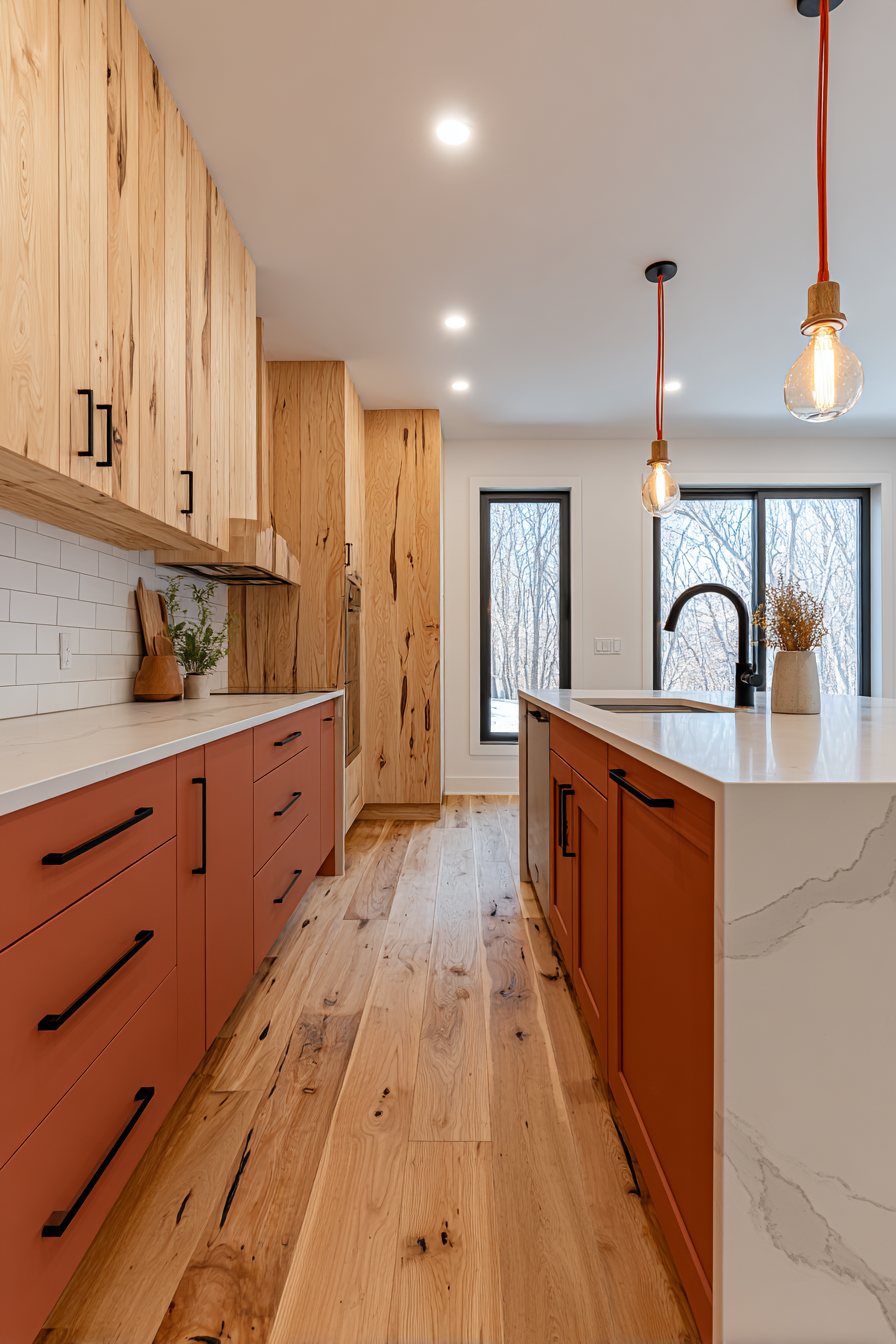 Nordic Orange and Birch Kitchen
