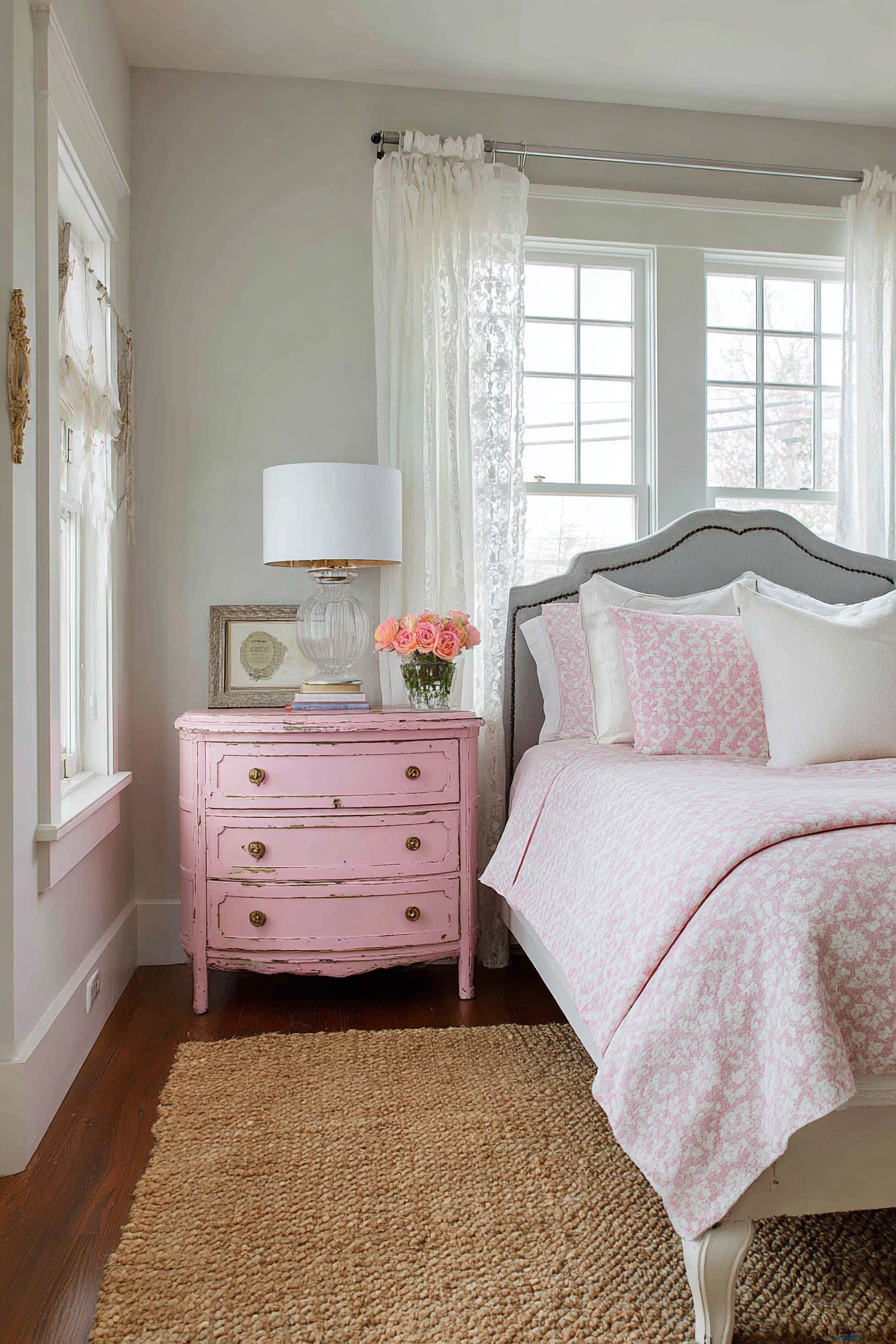 Vintage Pink Painted Furniture Character