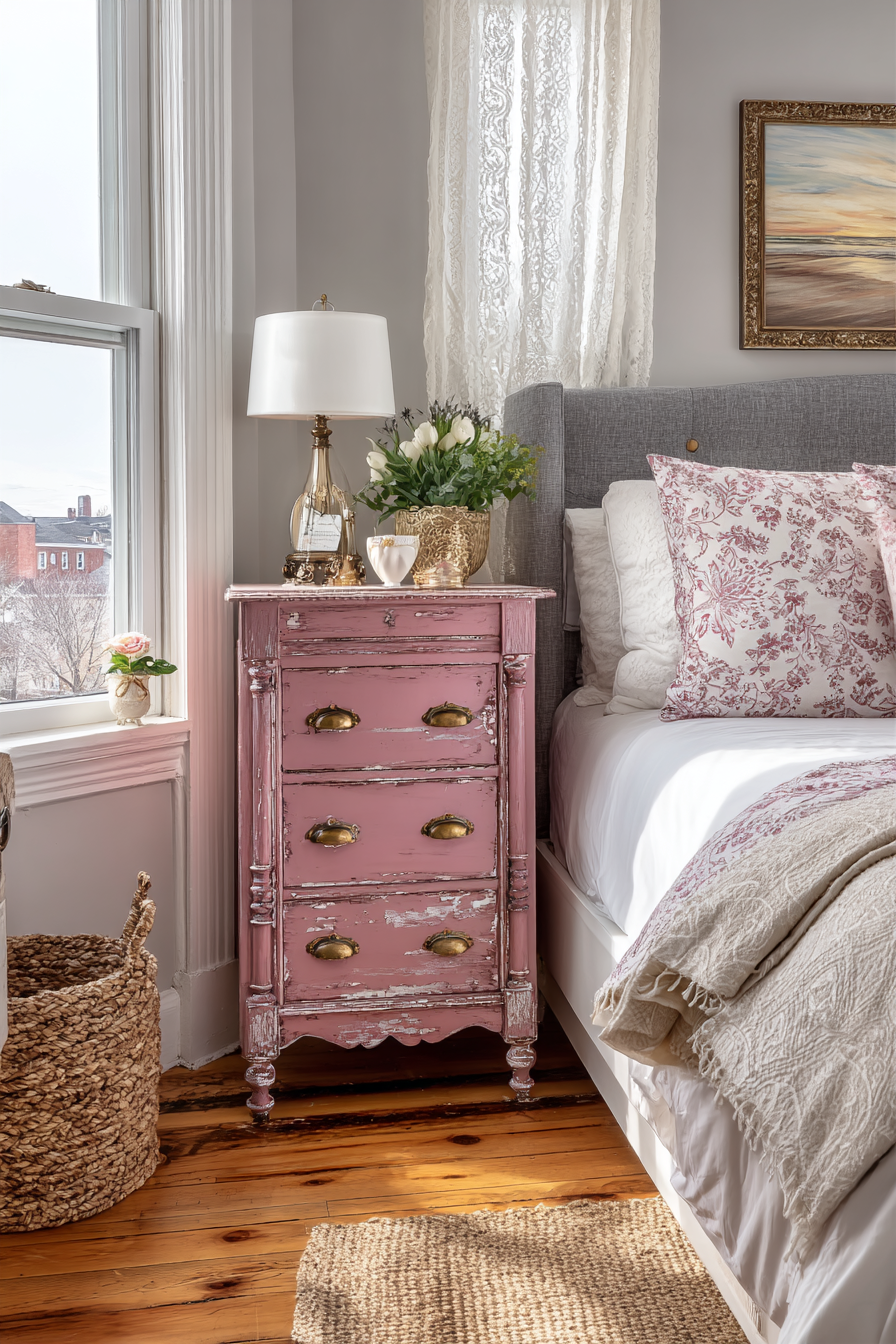 Vintage Pink Painted Furniture Character