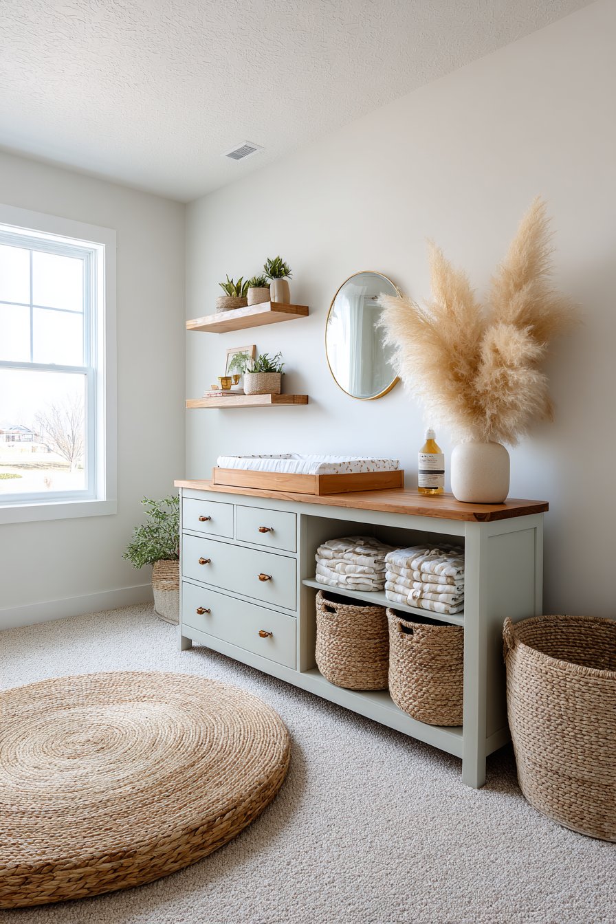 Vintage Dresser Changing Station with Organic Storage