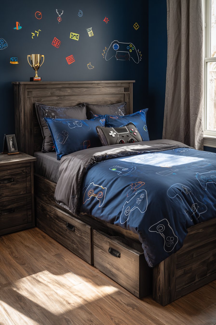 Gaming-Themed Platform Bed Storage