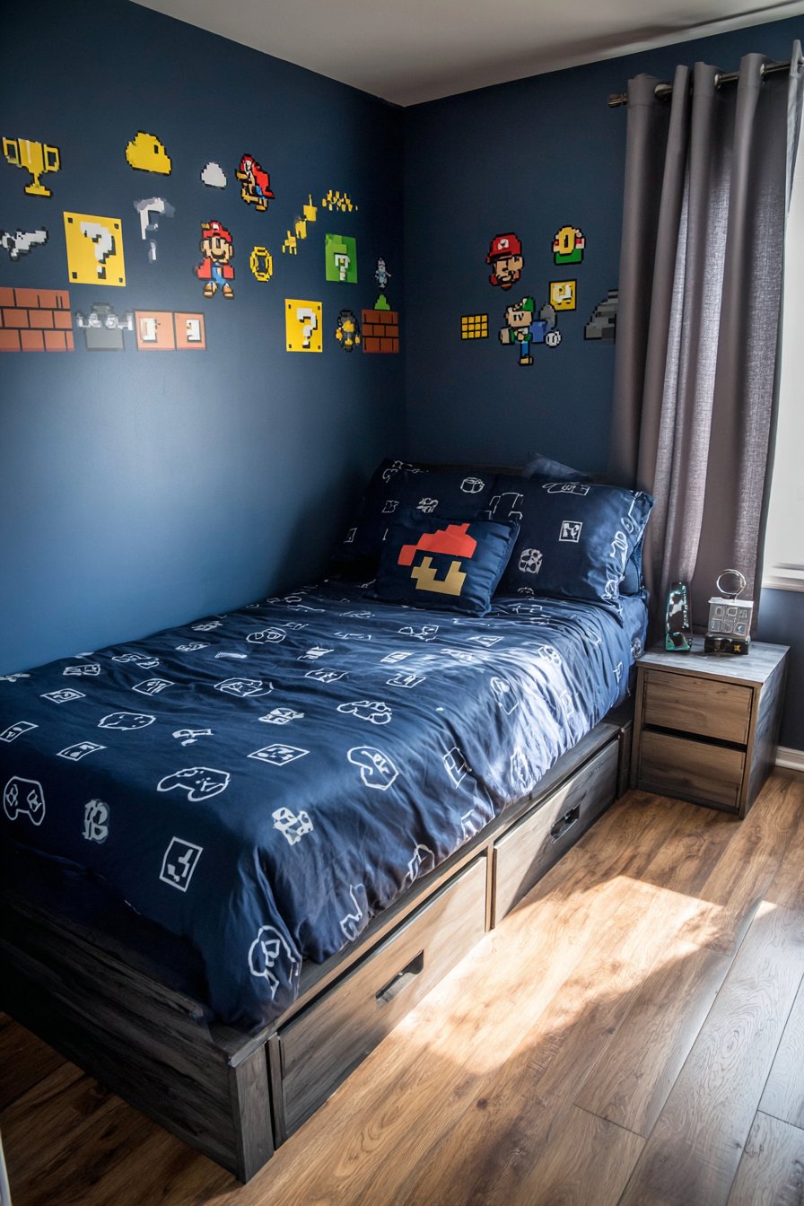 Gaming-Themed Platform Bed Storage