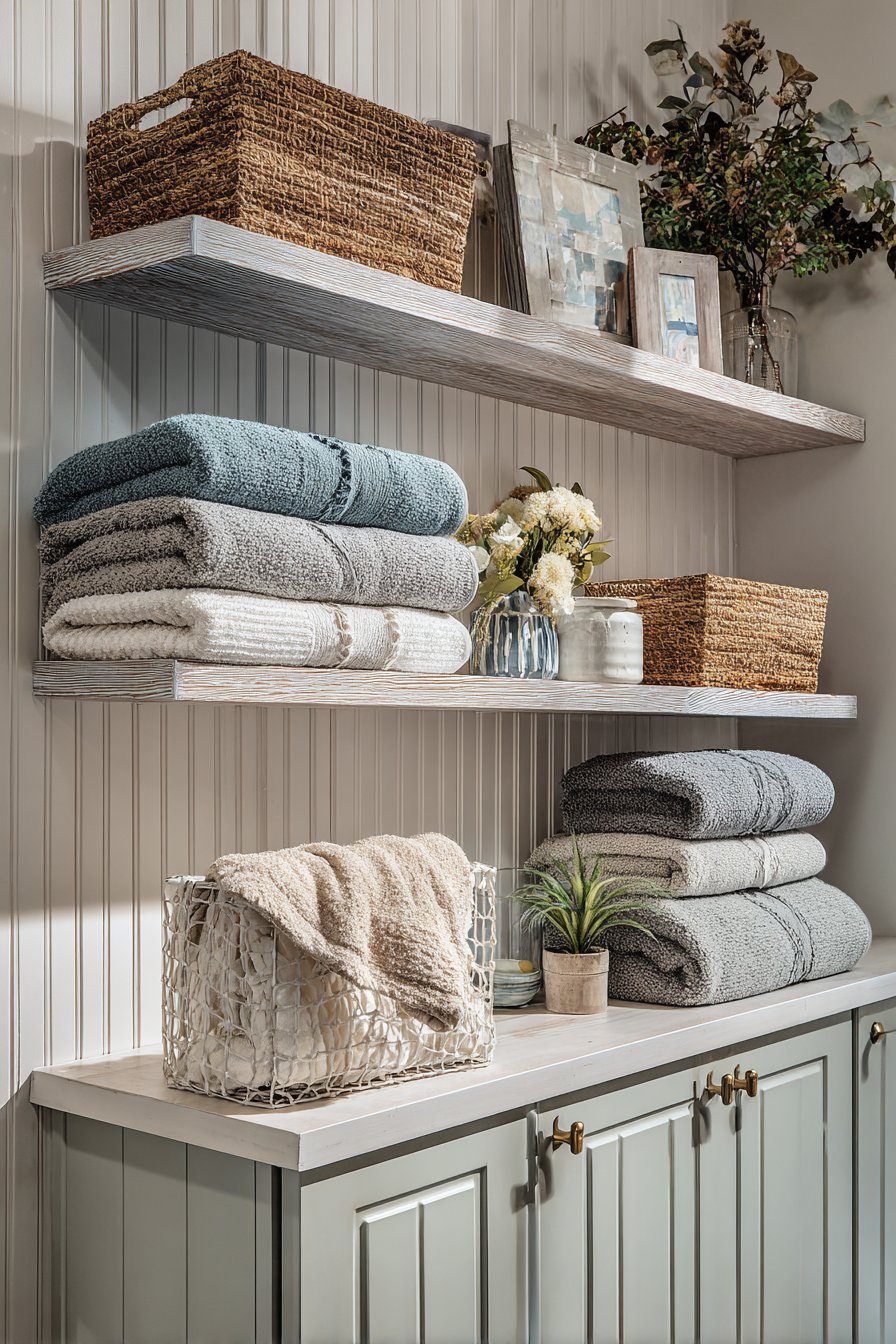 Organized Seafoam Storage Wall