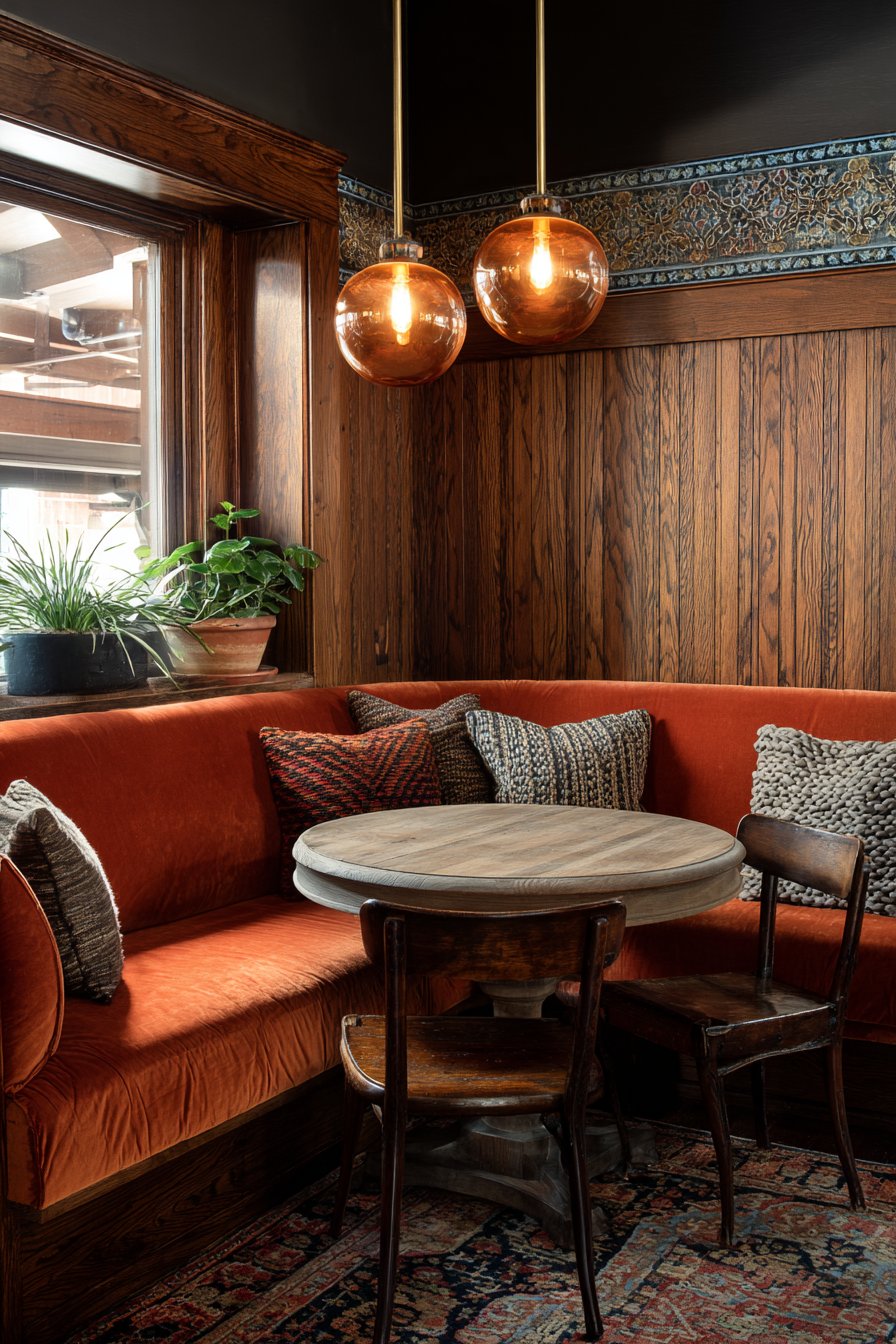 Terracotta Velvet Breakfast Nook