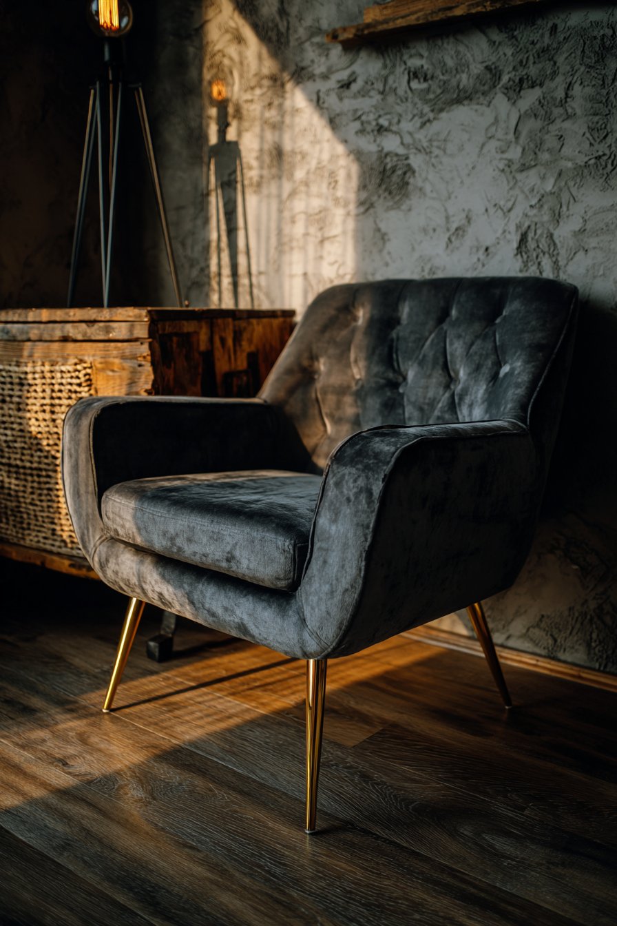 Cozy Charcoal Velvet Corner Retreat