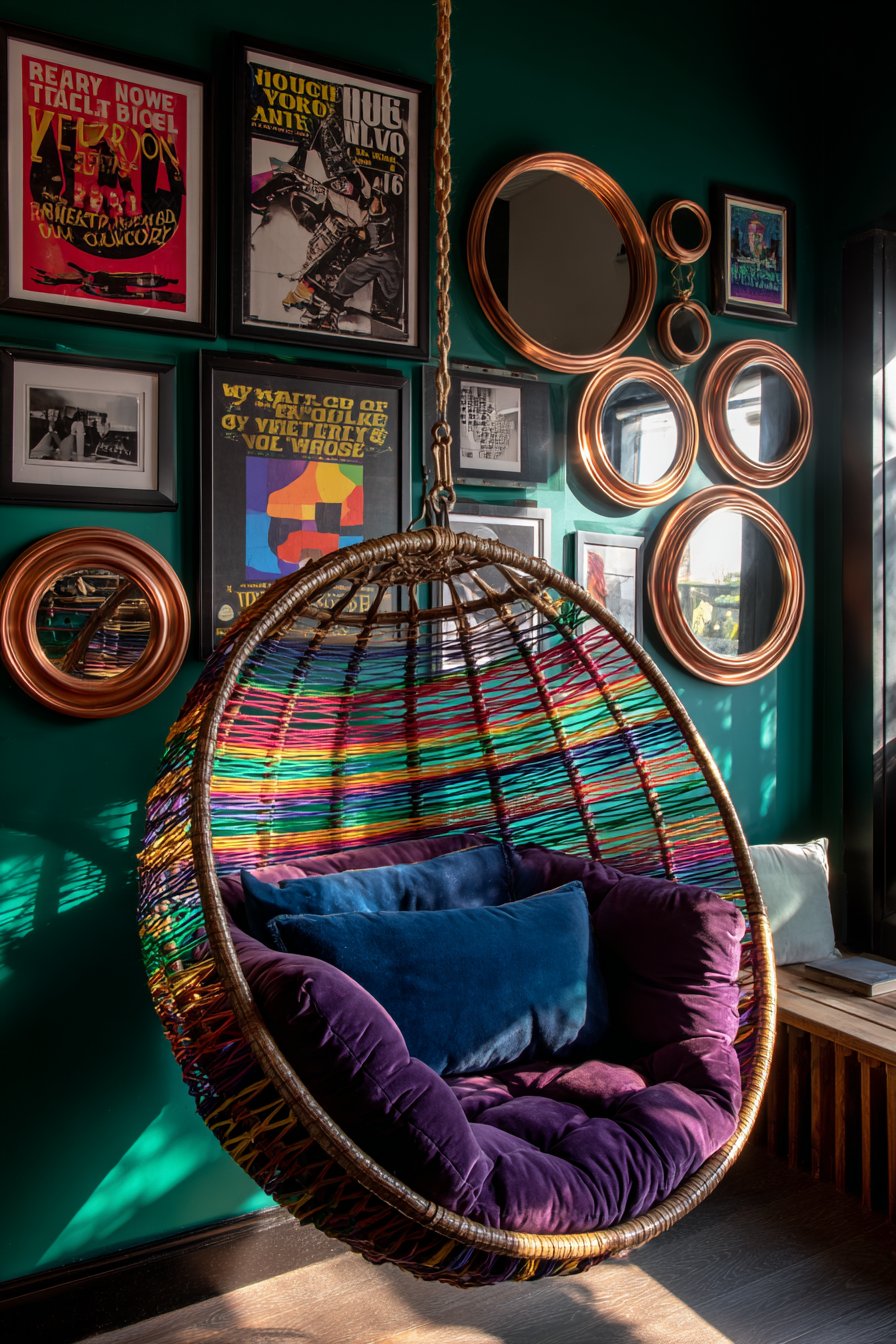 Rainbow Macramé Hanging Chair Haven