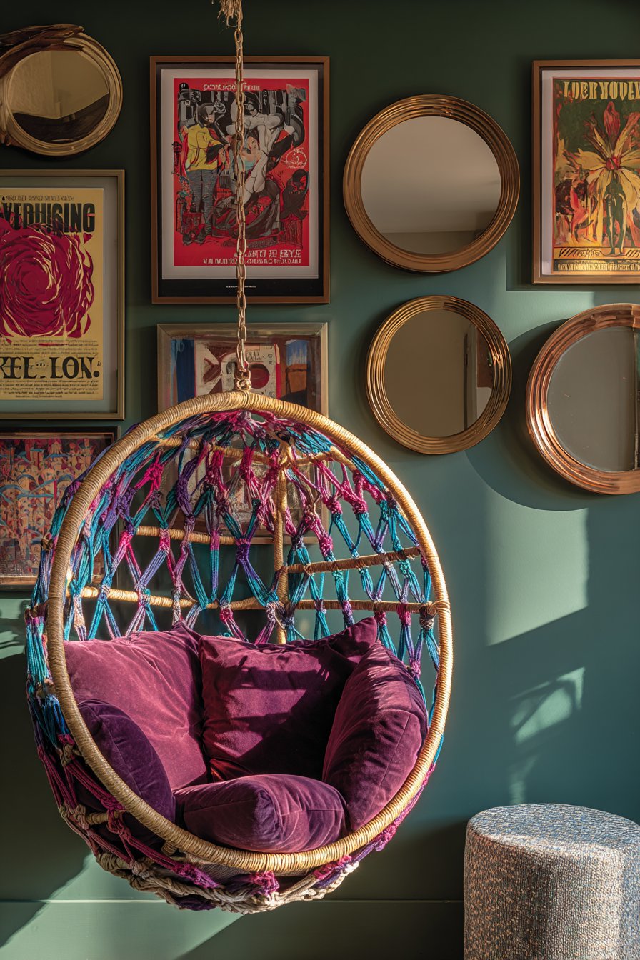 Rainbow Macramé Hanging Chair Haven