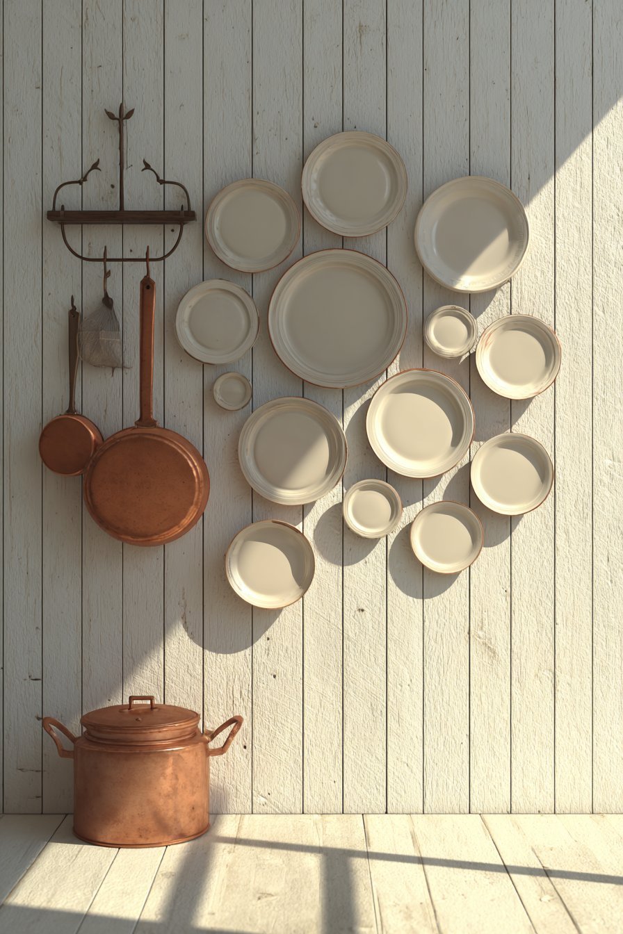 Farmhouse Vintage Enamelware Plate Display