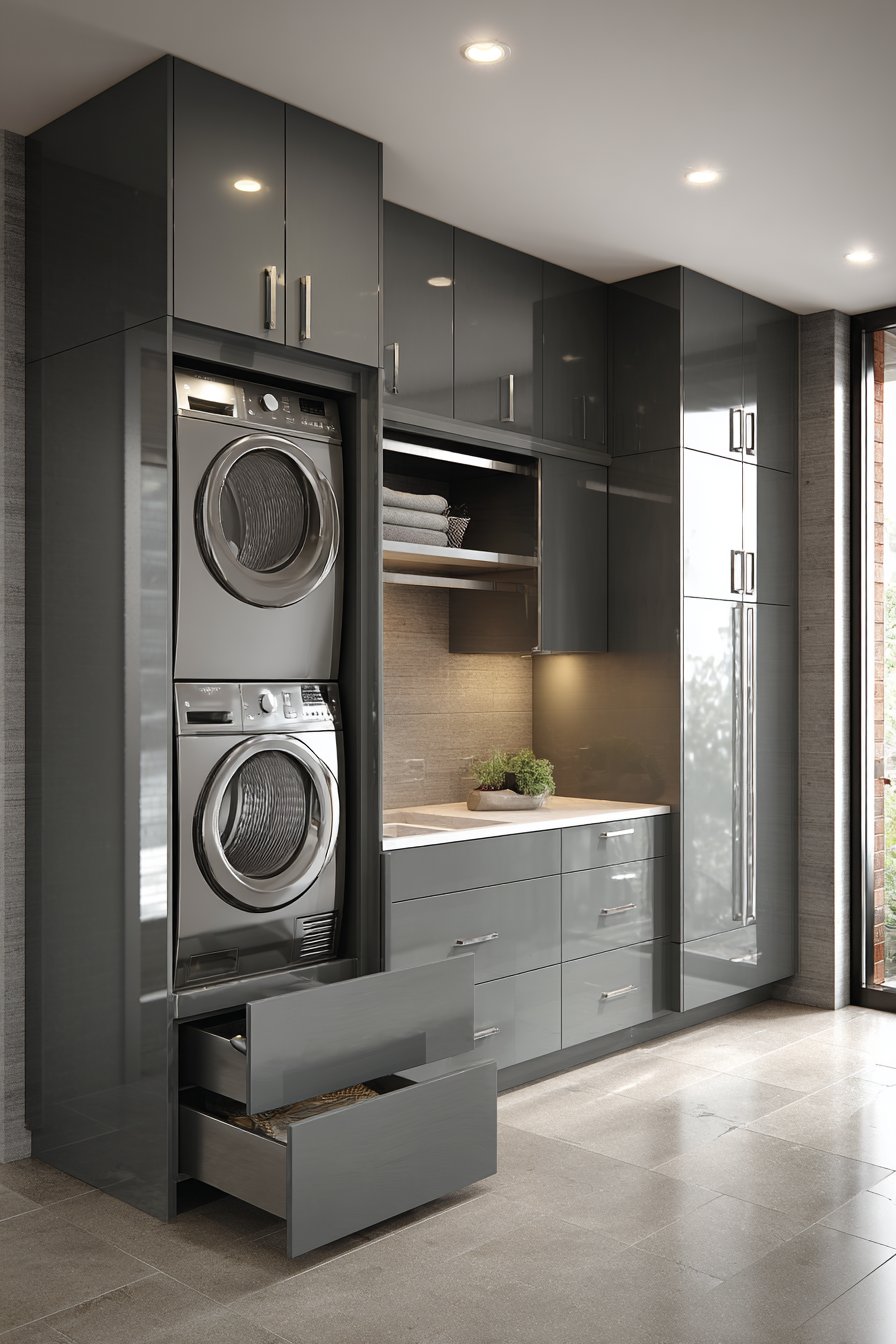 Compact Grey Flat-Panel Space-Saving Solution