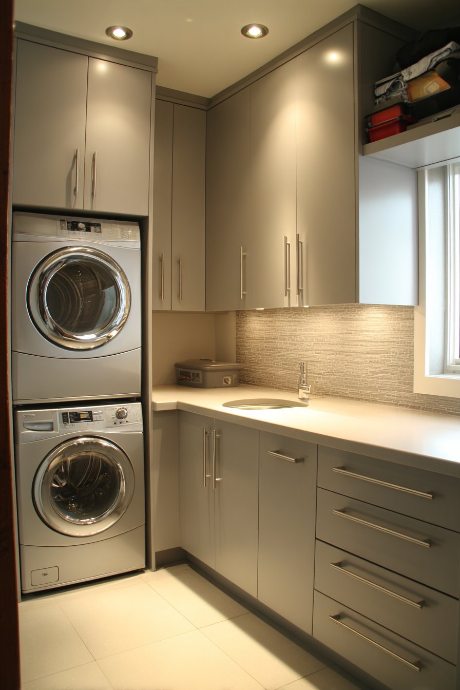 Compact Grey Flat-Panel Space-Saving Solution