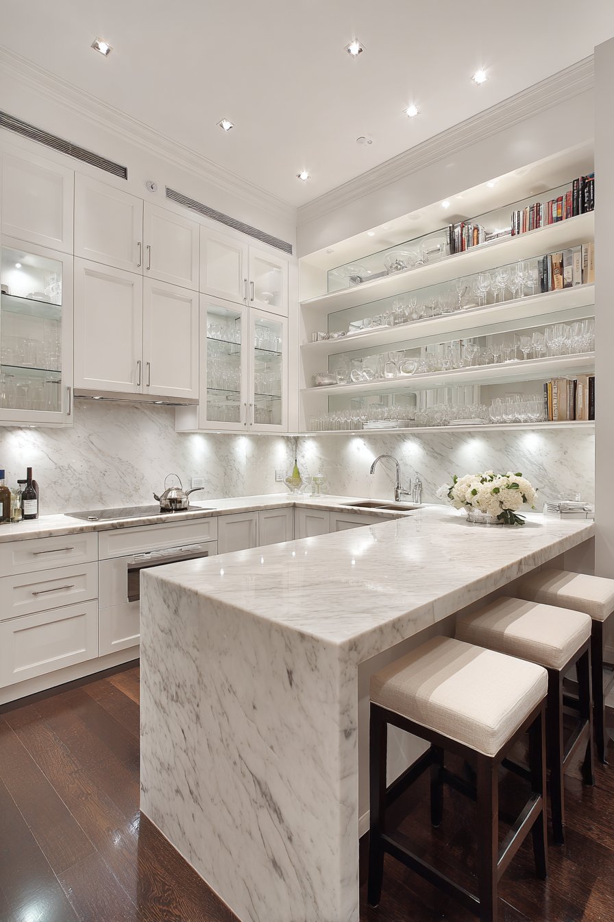 Compact White Shaker Kitchen with Peninsula Seating