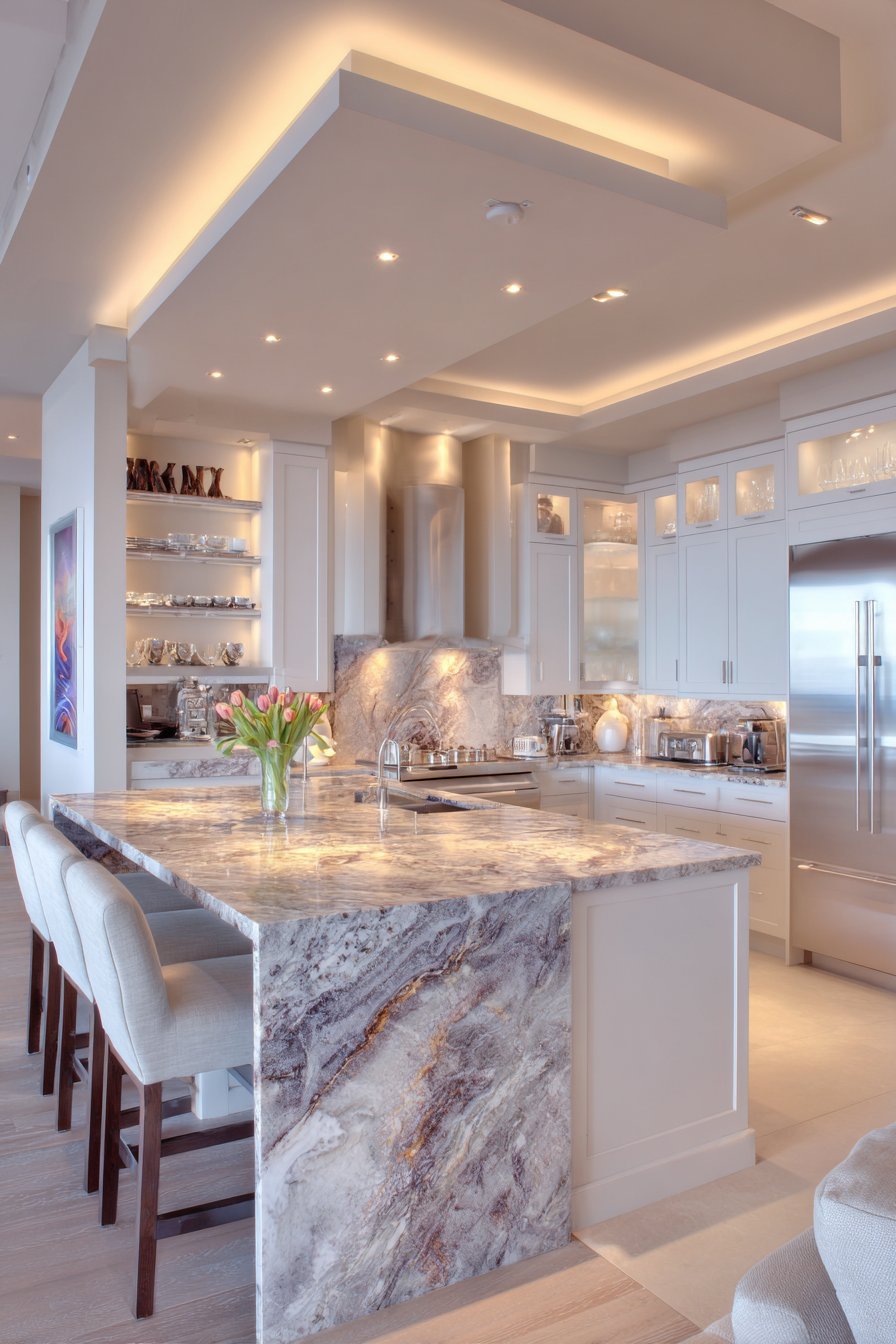 Compact White Shaker Kitchen with Peninsula Seating