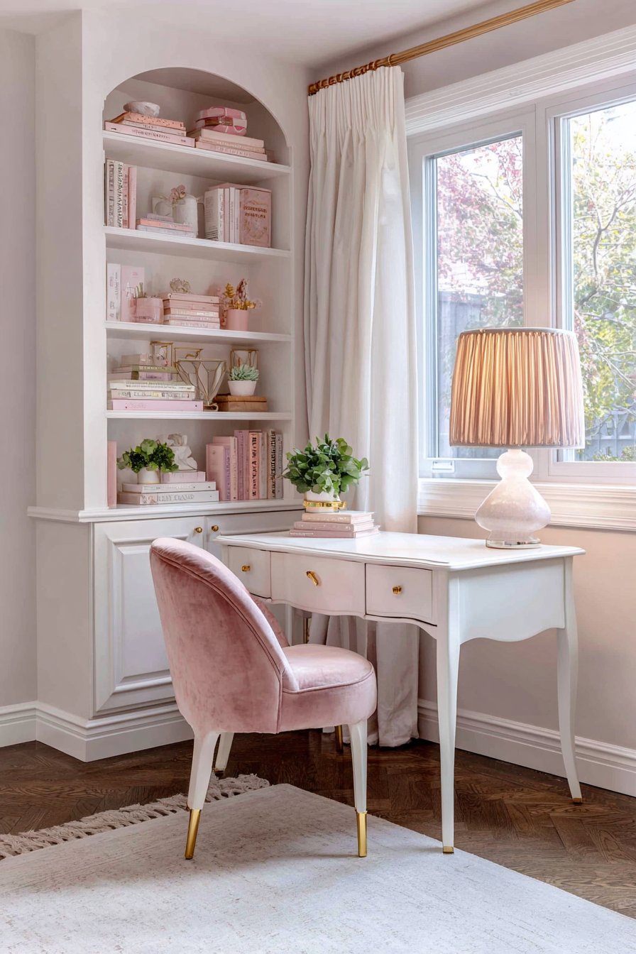 Feminine Study Nook with Functional Charm