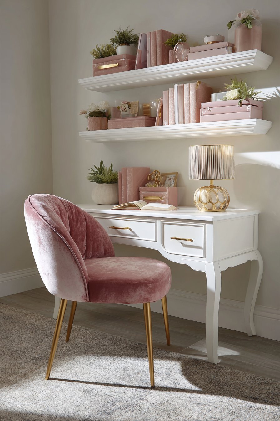 Feminine Study Nook with Functional Charm