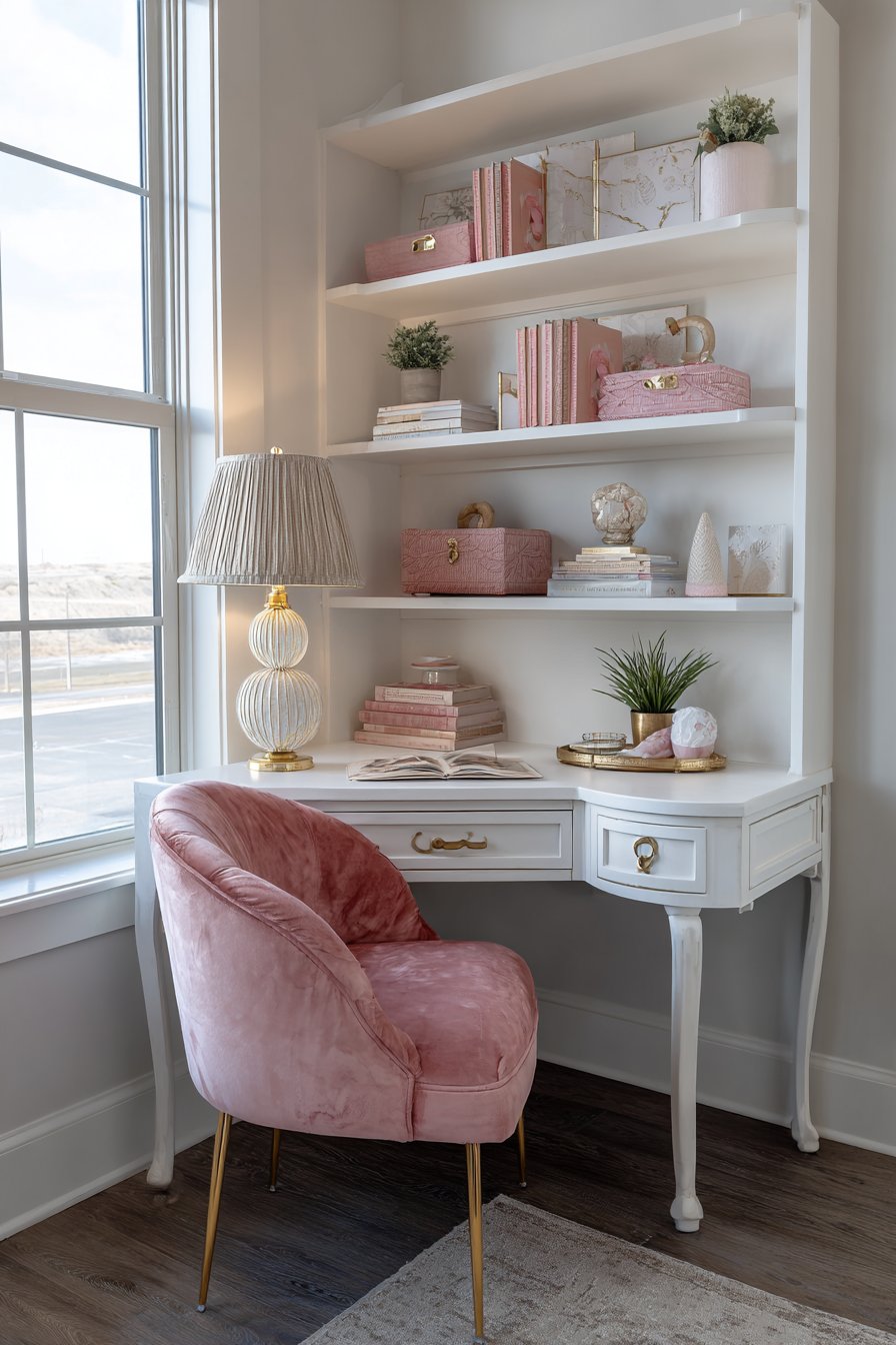 Feminine Study Nook with Functional Charm