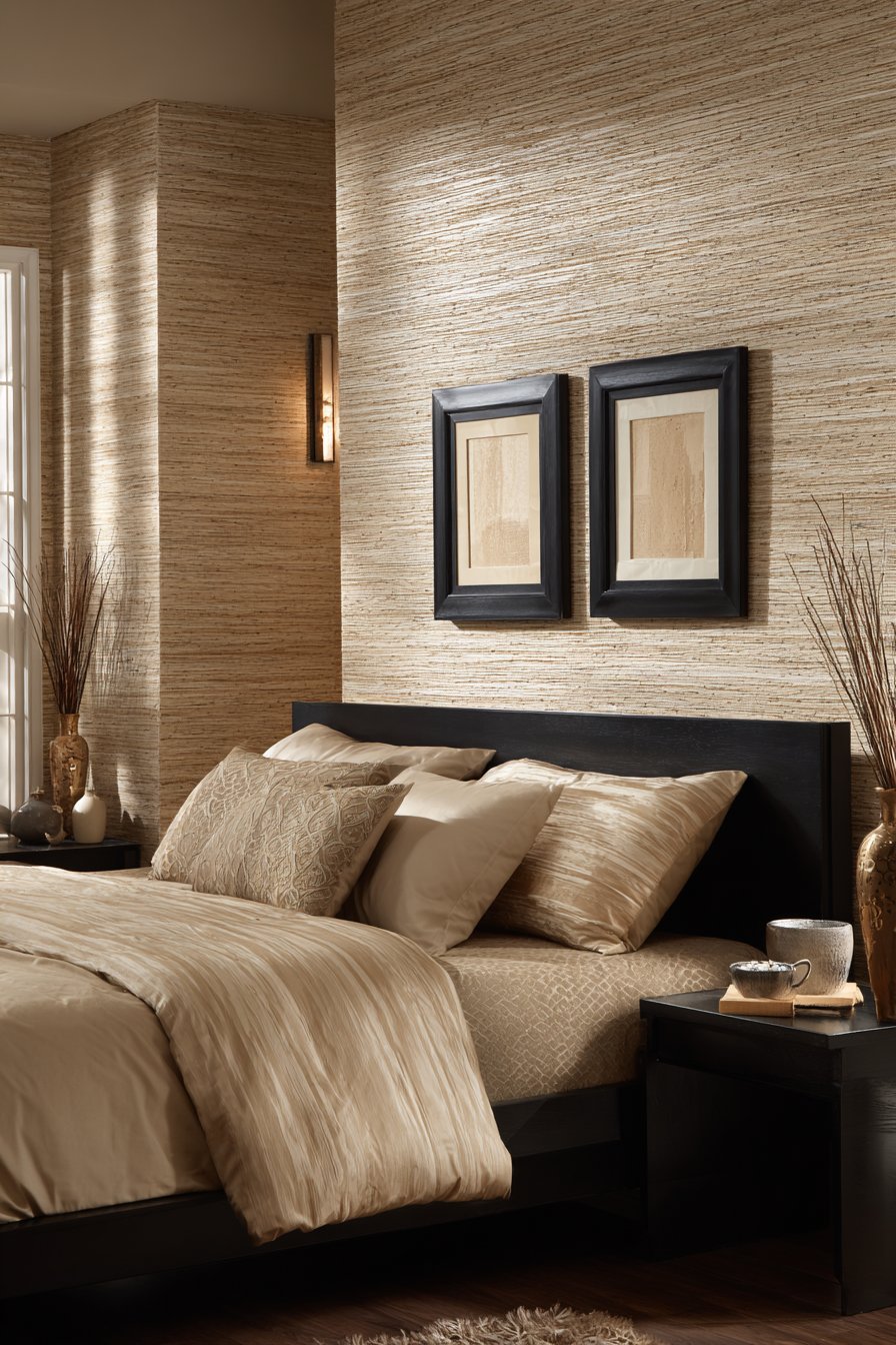 Textured Grasscloth Wallpaper Feature