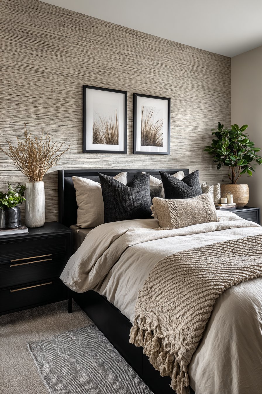 Textured Grasscloth Wallpaper Feature