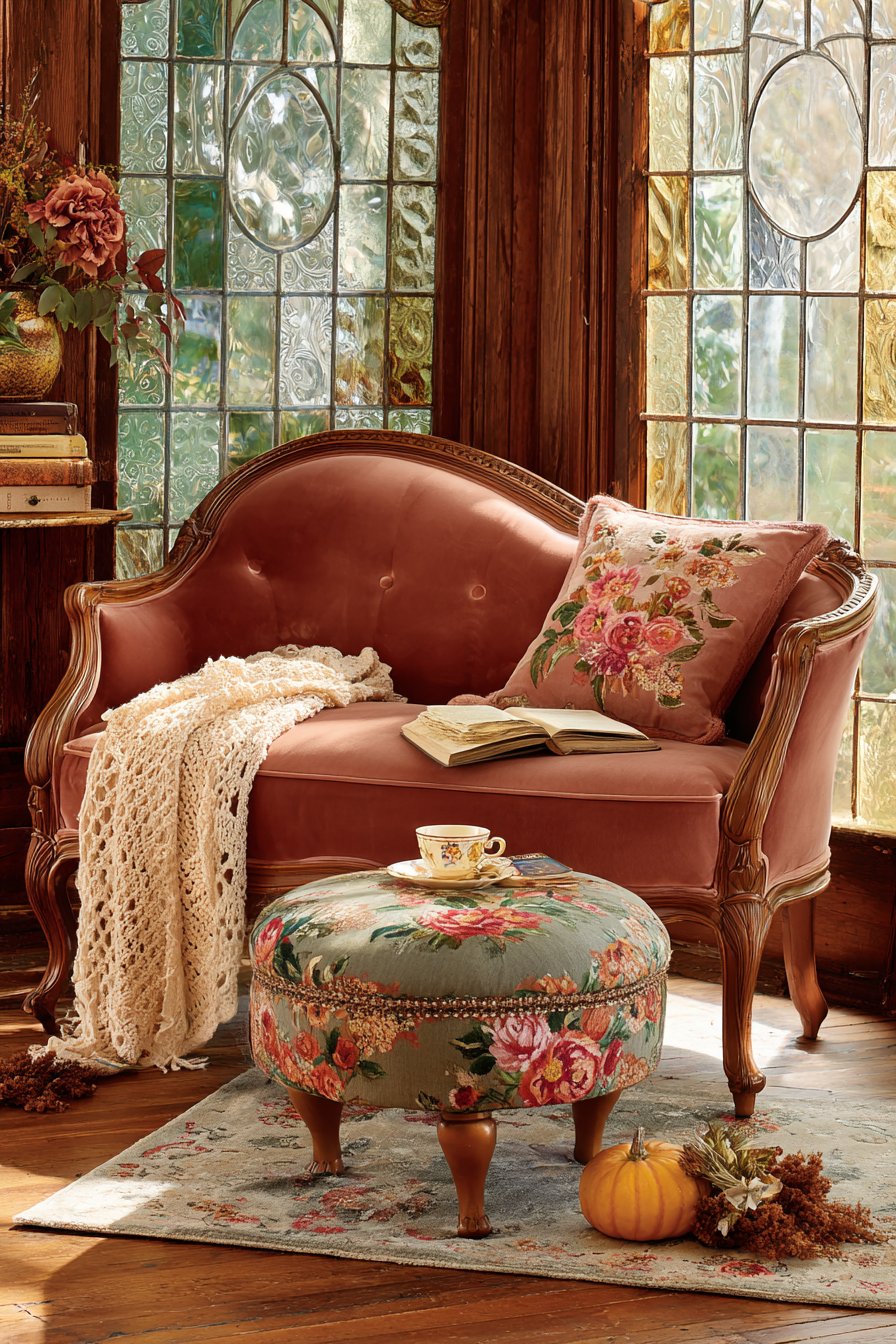 Velvet Settee Seating Area