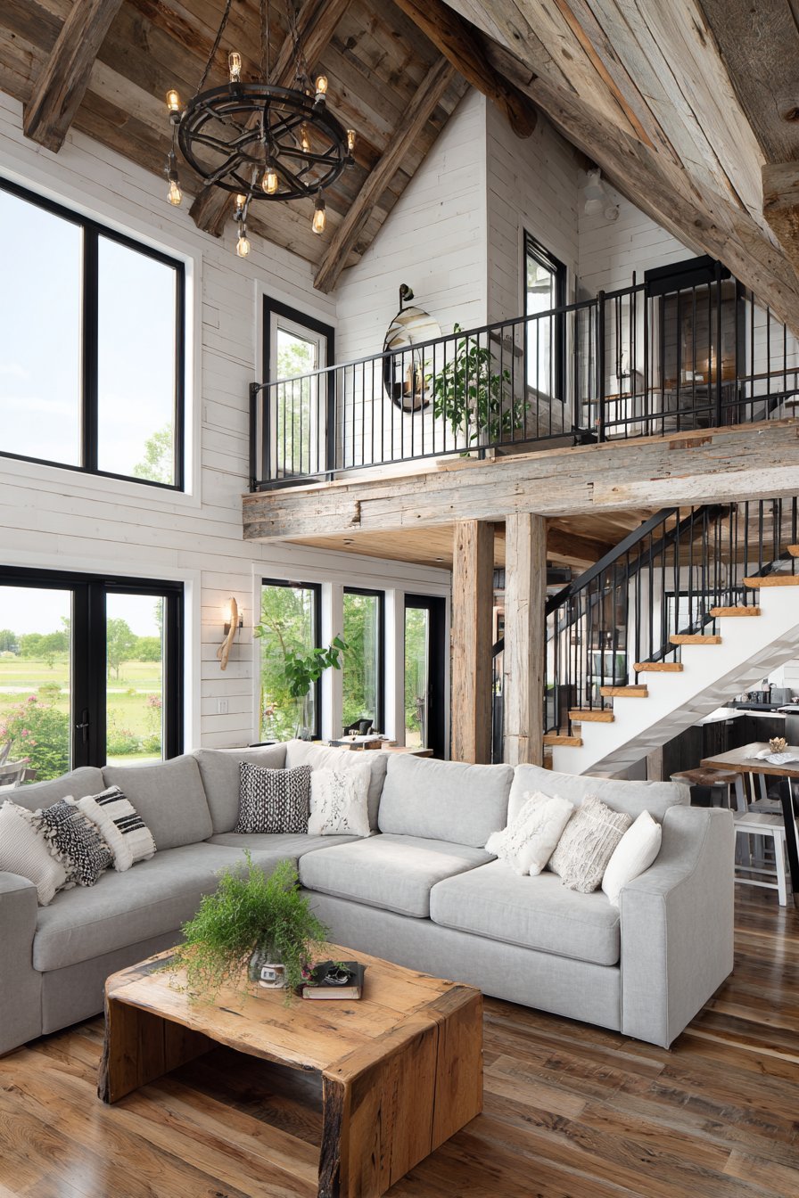 Rustic Modern Farmhouse with Reclaimed Beams