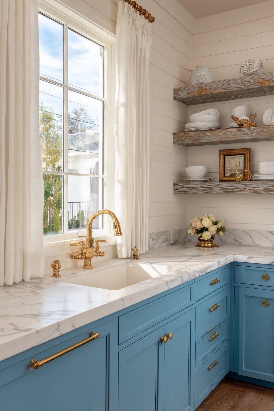 Coastal Brass and Nautical Kitchen