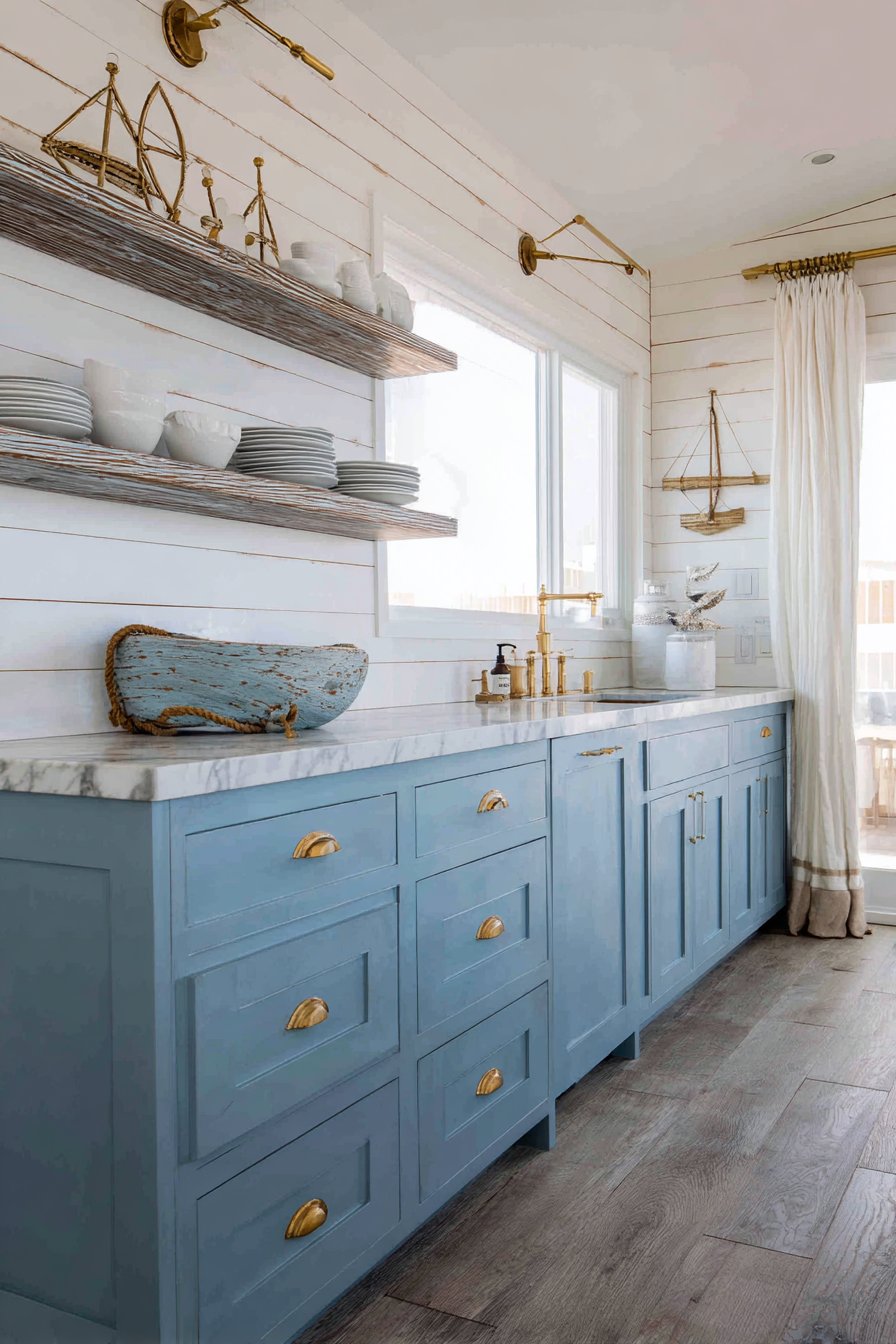 Coastal Brass and Nautical Kitchen