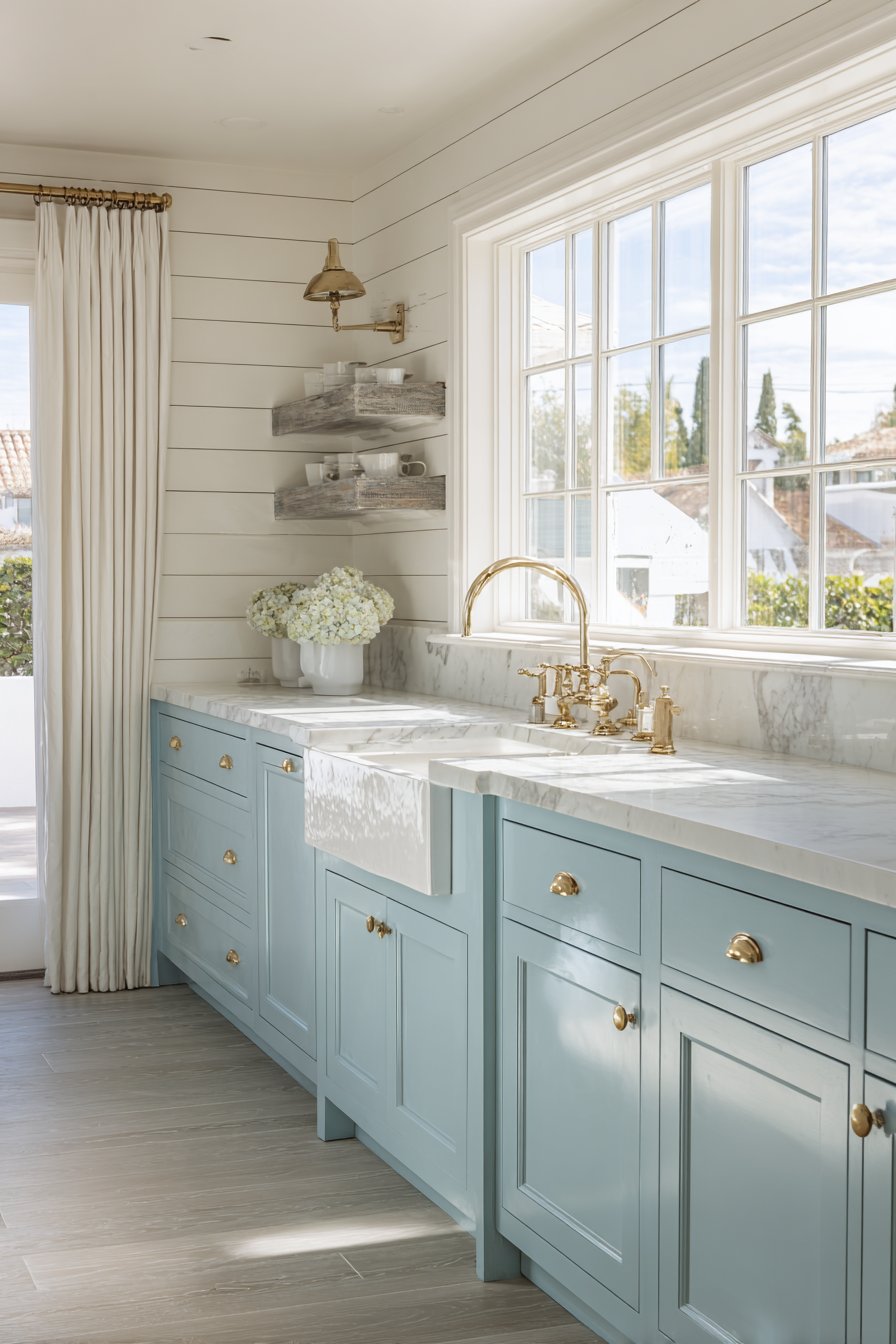Coastal Brass and Nautical Kitchen