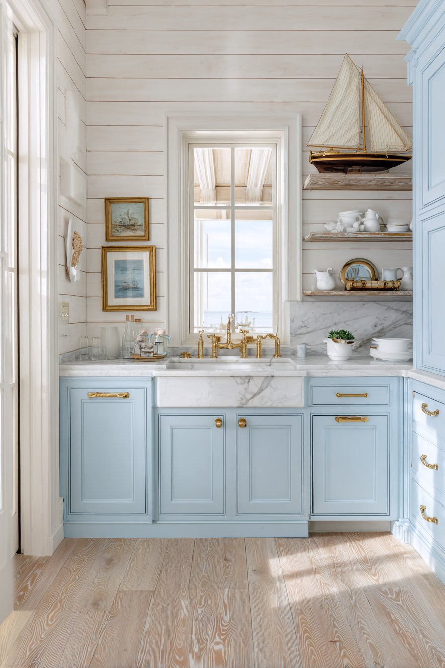 Coastal Brass and Nautical Kitchen