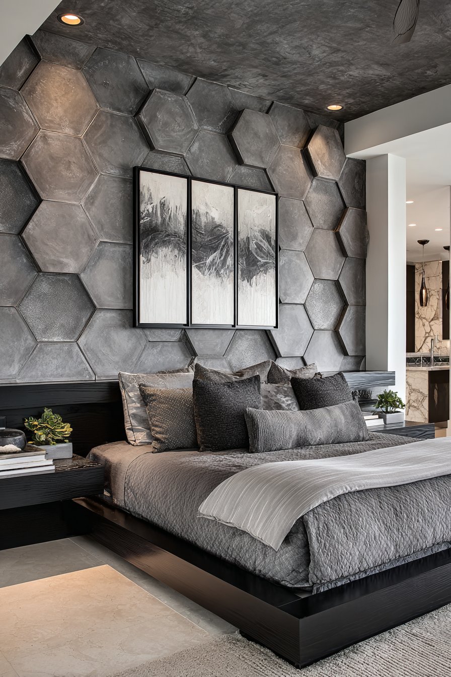 Three-Dimensional Hexagonal Tile Wall