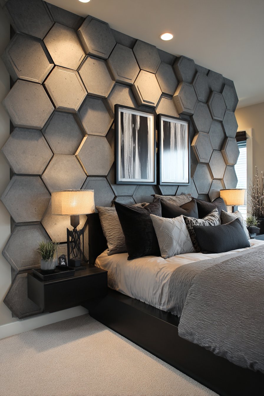 Three-Dimensional Hexagonal Tile Wall