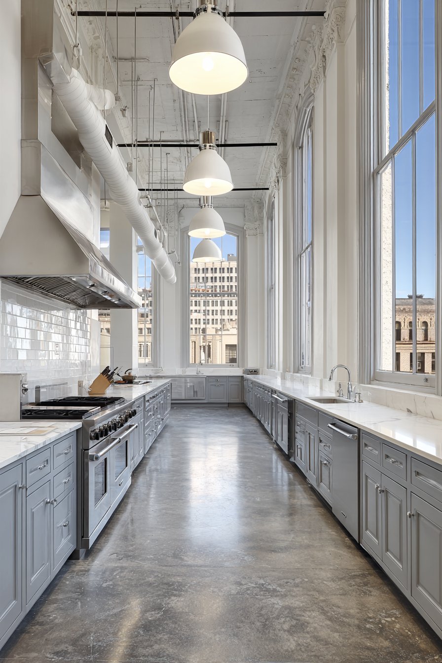 Professional-Grade Grey and White Kitchen