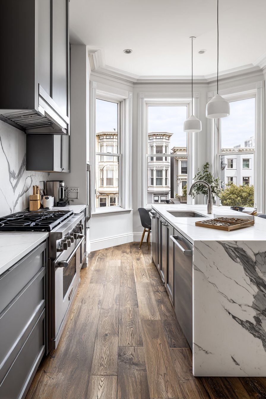 Professional-Grade Grey and White Kitchen