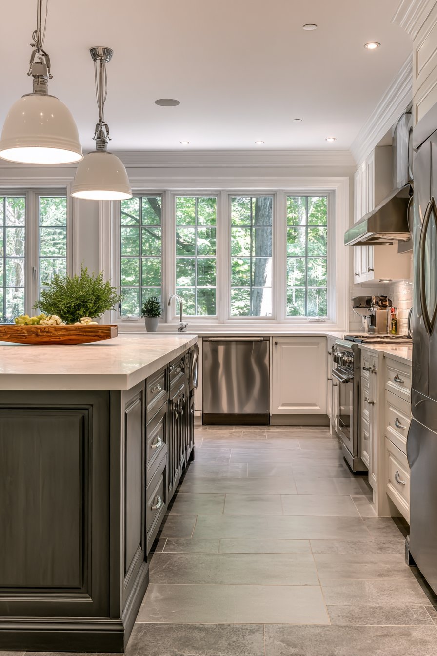 Professional-Grade Grey and White Kitchen