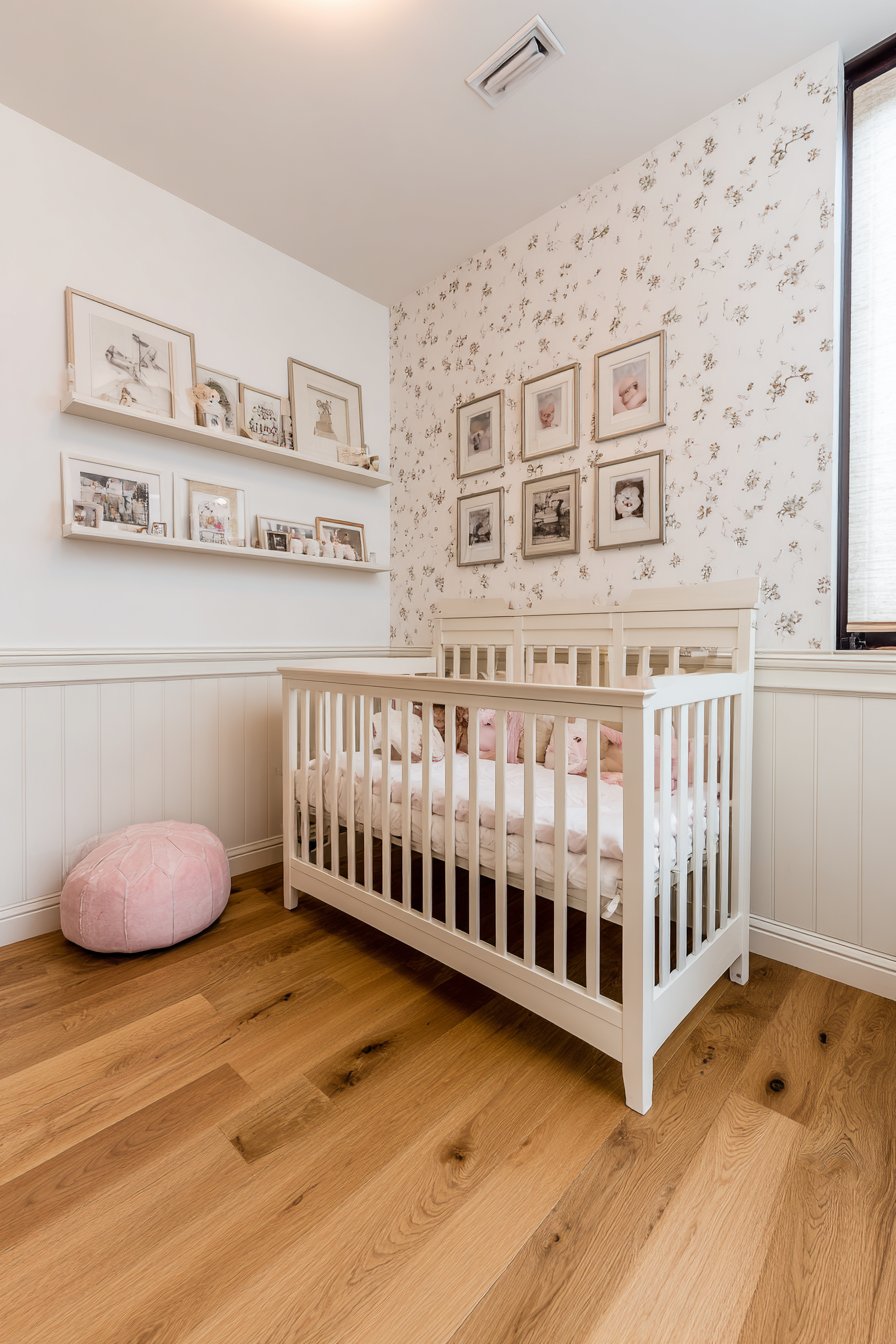 Raised Panel Wainscoting with Metallic Wallpaper