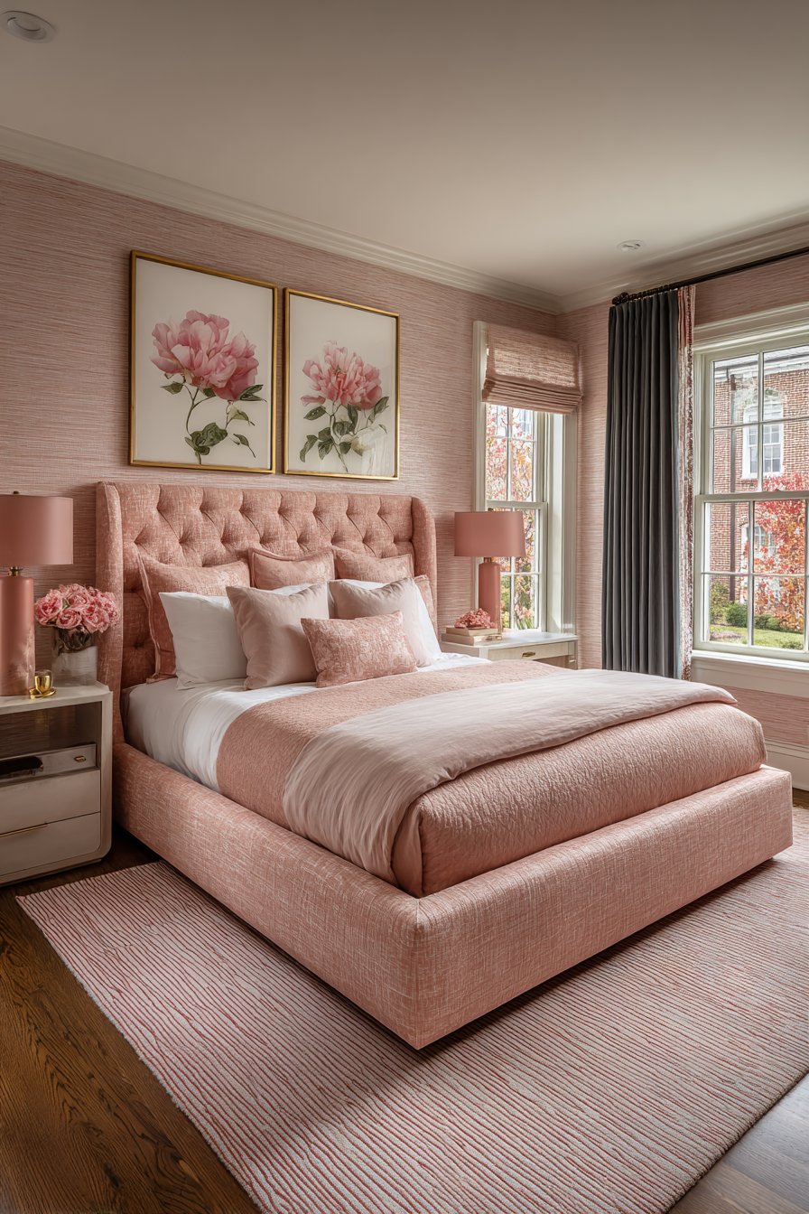 Navy Blue Shiplap with Pink Vintage Accessories