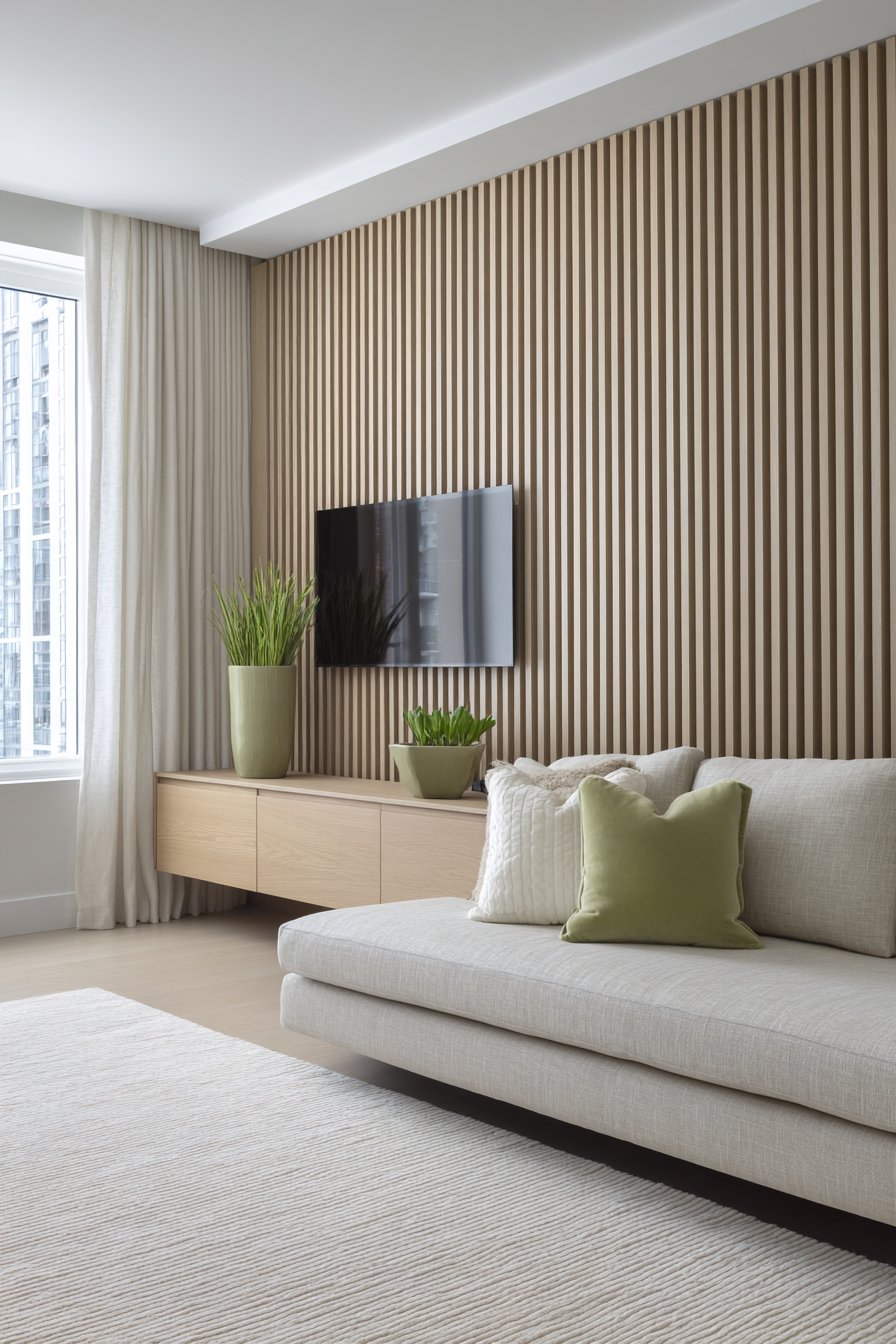 Modern Vertical Wood Slat Feature