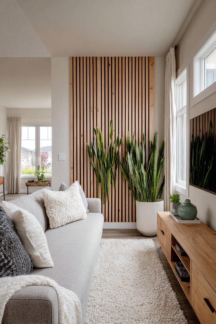 Modern Vertical Wood Slat Feature