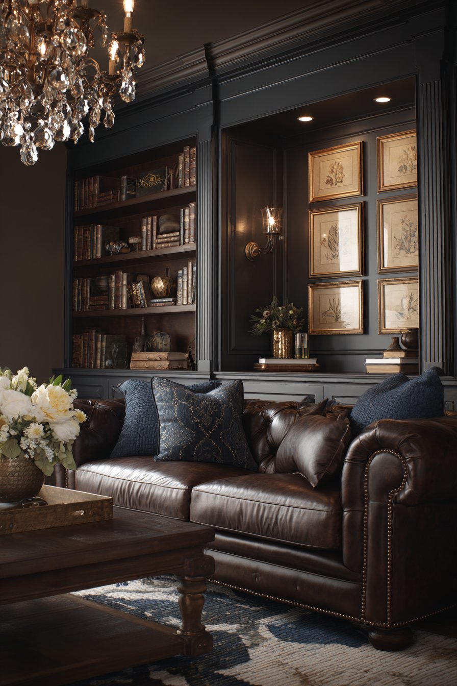 Library Wall Chocolate Chesterfield